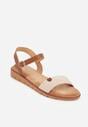 Beżowe Sandały VICES w Stylu Basic z Paskiem z Klamerką Loretha