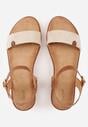 Beżowe Sandały VICES w Stylu Basic z Paskiem z Klamerką Loretha