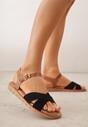 Czarne Płaskie Sandały VICES z Cholewką ze Skrzyżowanymi Paskami Emelika
