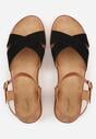 Czarne Płaskie Sandały VICES z Cholewką ze Skrzyżowanymi Paskami Emelika