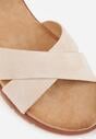 Beżowe Płaskie Sandały VICES z Cholewką ze Skrzyżowanymi Paskami Emelika