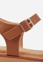 Beżowe Płaskie Sandały VICES z Cholewką ze Skrzyżowanymi Paskami Emelika