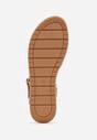 Ciemnobeżowe Płaskie Sandały VICES z Cholewką ze Skrzyżowanymi Paskami Emelika