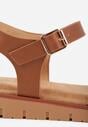 Ciemnobeżowe Płaskie Sandały VICES z Cholewką ze Skrzyżowanymi Paskami Emelika