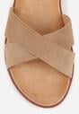 Ciemnobeżowe Płaskie Sandały VICES z Cholewką ze Skrzyżowanymi Paskami Emelika