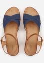 Niebieskie Płaskie Sandały VICES z Cholewką ze Skrzyżowanymi Paskami Emelika