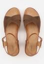 Brązowe Płaskie Sandały VICES z Cholewką ze Skrzyżowanymi Paskami Emelika