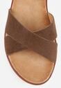 Brązowe Płaskie Sandały VICES z Cholewką ze Skrzyżowanymi Paskami Emelika
