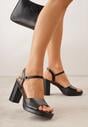 Czarne Sandały VICES na Słupku z Grubą Podeszwą i Skórzaną Wkładką Aziluna
