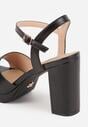 Czarne Sandały VICES na Słupku z Grubą Podeszwą i Skórzaną Wkładką Aziluna