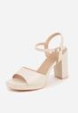 Beżowe Sandały VICES na Słupku z Grubą Podeszwą i Skórzaną Wkładką Aziluna