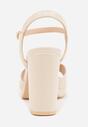 Beżowe Sandały VICES na Słupku z Grubą Podeszwą i Skórzaną Wkładką Aziluna