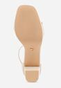 Beżowe Sandały VICES na Słupkowym Obcasie ze Skórzaną Wkładką Azimera