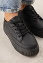 Czarne Sneakersy na Tłoczonej Platformie Zeaninia