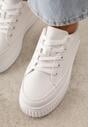 Białe Chunky Sneakersy na Tłoczonej Platformie Trianne