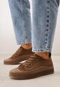 Brązowe Trampki z Imitacji Zamszu na Żłobionej Podeszwie Nivenatia