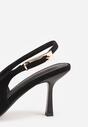 Czarne Szpilki Slingback VICES z Imitacji Zamszu z Prostokątną Klamerką Natuma