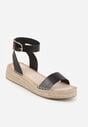 Czarne Sandały VICES na Platformie z Plecionki z Szerokim Paskiem z Klamrą Jurelle