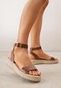 Brązowe Sandały VICES na Platformie z Plecionki z Szerokim Paskiem z Klamrą Jurelle