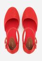 Czerwone Sandały VICESna Plecionym Koturnie Laraifa