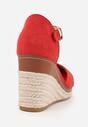 Czerwone Sandały VICESna Plecionym Koturnie Laraifa