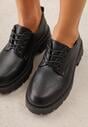 Czarne Eleganckie Półbuty Oksfordki VICES ze Sznurowaniem i Platformą Anatala