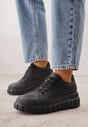 Czarne Sneakersy VICES na Platformie w Stylu Chunky z Perforacją Hypsyllis