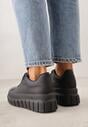 Czarne Sneakersy VICES na Platformie w Stylu Chunky z Perforacją Hypsyllis