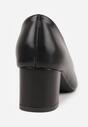 Czarne Skórzane Czółenka VICES na Słupkowym Obcasie Nerilise