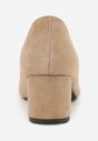 Ciemnobeżowe Czółenka VICES ze Skóry Naturalnej na Słupku Avanah