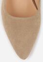 Ciemnobeżowe Czółenka VICES ze Skóry Naturalnej na Słupku Avanah