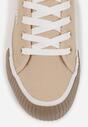 Beżowe Trampki VICES na Żłobionej Platformie Zdobione Trójkątną Aplikacją Lorerina