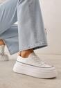 Białe Trampki VICES na Platformie z Ozdobnym Paskiem Wokół Podeszwy Rionira