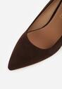 Ciemnobrązowe Casualowe Czółenka na Słupku Vices z Wkładką ze Skóry Naturalnej Maidra
