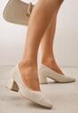 Beżowe Strukturalne Czółenka VICES na Słupkowym Obcasie Abathise