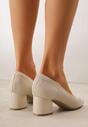 Beżowe Strukturalne Czółenka VICES na Słupkowym Obcasie Abathise