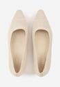 Beżowe Strukturalne Czółenka VICES na Słupkowym Obcasie Abathise