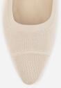Beżowe Strukturalne Czółenka VICES na Słupkowym Obcasie Abathise