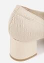 Beżowe Strukturalne Czółenka VICES na Słupkowym Obcasie Abathise
