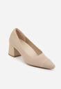 Ciemnobeżowe Strukturalne Czółenka VICES na Słupkowym Obcasie Abathise
