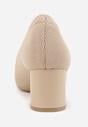 Ciemnobeżowe Strukturalne Czółenka VICES na Słupkowym Obcasie Abathise