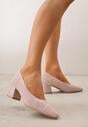 Różowe Strukturalne Czółenka VICES na Słupkowym Obcasie Abathise