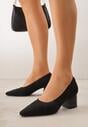 Czarne Strukturalne Czółenka VICES na Słupkowym Obcasie Abathise