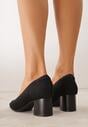 Czarne Strukturalne Czółenka VICES na Słupkowym Obcasie Abathise