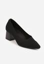 Czarne Strukturalne Czółenka VICES na Słupkowym Obcasie Abathise