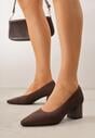Brązowe Strukturalne Czółenka VICES na Słupkowym Obcasie Abathise