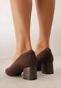 Brązowe Strukturalne Czółenka VICES na Słupkowym Obcasie Abathise