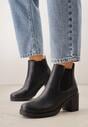 Czarne Botki VICES o Fasonie Sztybletów na Słupku Cezeire