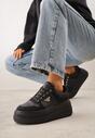 Czarne Chunky Sneakersy z Trójkątną Aplikacją VICES na Platformie Cezaline
