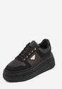 Czarne Chunky Sneakersy z Trójkątną Aplikacją VICES na Platformie Cezaline